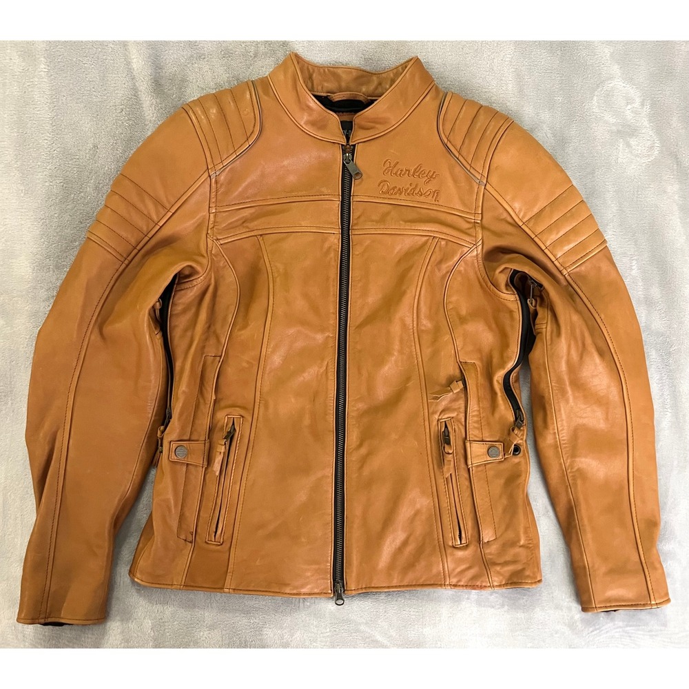 Harley-Davidson Women M Pursuit Leather Motorcycle Jacket Triple Vent 97025-23VW